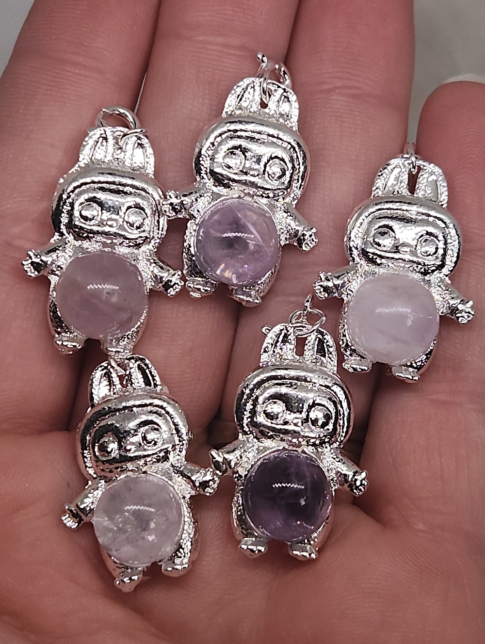 Amethyst Pendant | Labubu Inspired Crystal Charm | Purple Stone Jewelery - Picture 3 of 7
